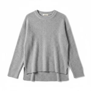 FRENCH CONNECTION Womens Wool Blend Ribbed Crew Neck Sweater Gray M Minimalist
